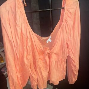 Linen Coral Babydoll Top